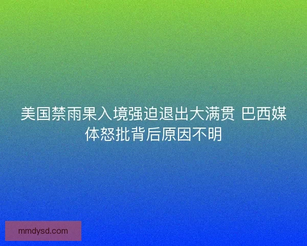 美国禁雨果入境强迫退出大满贯 巴西媒体怒批背后原因不明